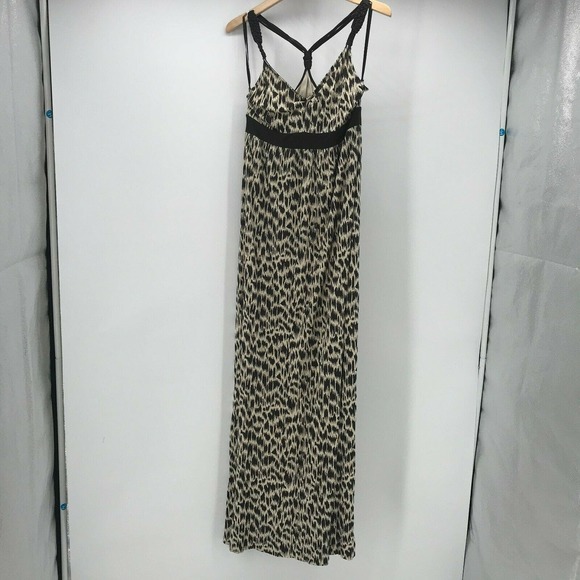 Banana Republic Maxi Dress Womens Medium Animal Print Modal Racerback Woven - Picture 1 of 6